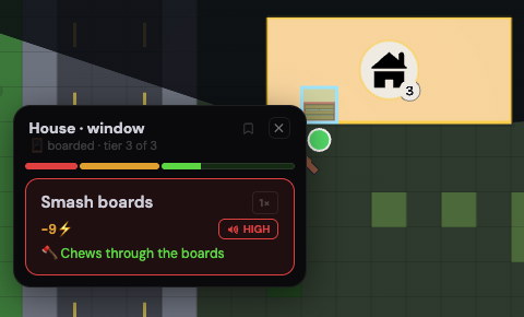 The same window with an axe. Same action, same noise, and the note has changed its mind about your chances