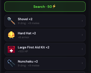 A house. Two shovels, two hard hats, two large first aid kits and two pairs of nunchaku. Somebody’s garage