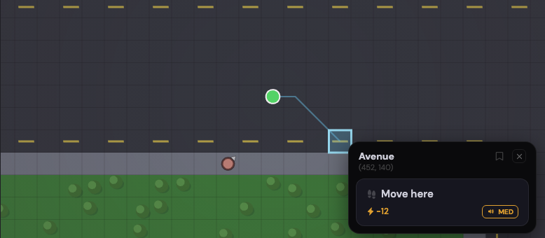 Nearly the same tile, overloaded. The walk costs twelve
