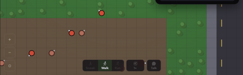 The bottom of the screen while overloaded. On the stance bar, walk is the only one lit; sneak and run are greyed out
